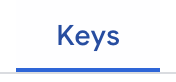 Keys tab in Service Account details